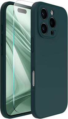 iPhone 16 Pro Hülle Flüssigsilikon Kameraschutz Schutzfolie Olivgrün