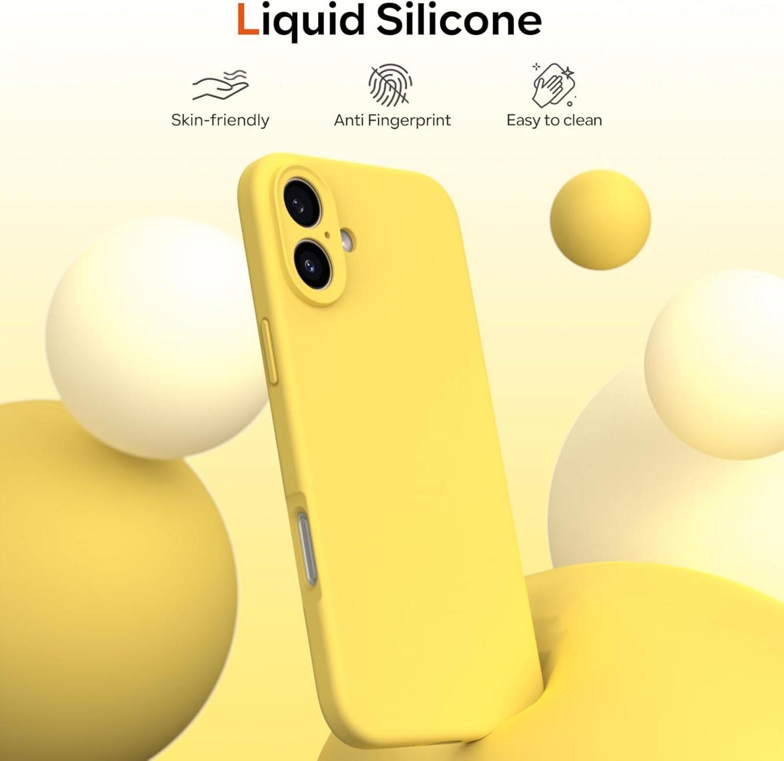iPhone 16 Silikon Hülle Kameraschutz Schutzfolie Gelb