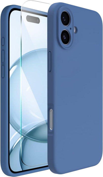 iPhone 16 Hülle Silikon Kameraschutz Schutzfolien Blau