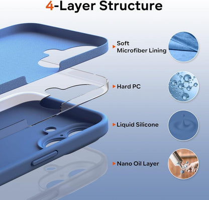 Hochwertige Silikon iPhone 16 Hülle 360° Rundumschutz mit Kameraschutz - Blau