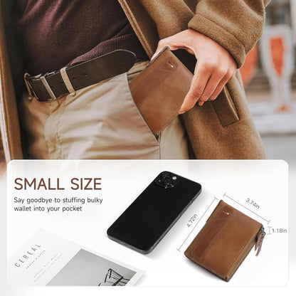 Herren Leder Geldbörse RFID Vintage Braun Bifold Münzfach