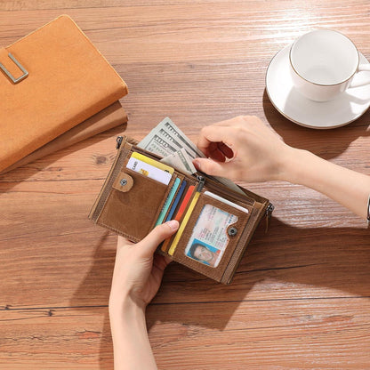 Herren Leder Geldbörse RFID Vintage Braun Bifold Münzfach