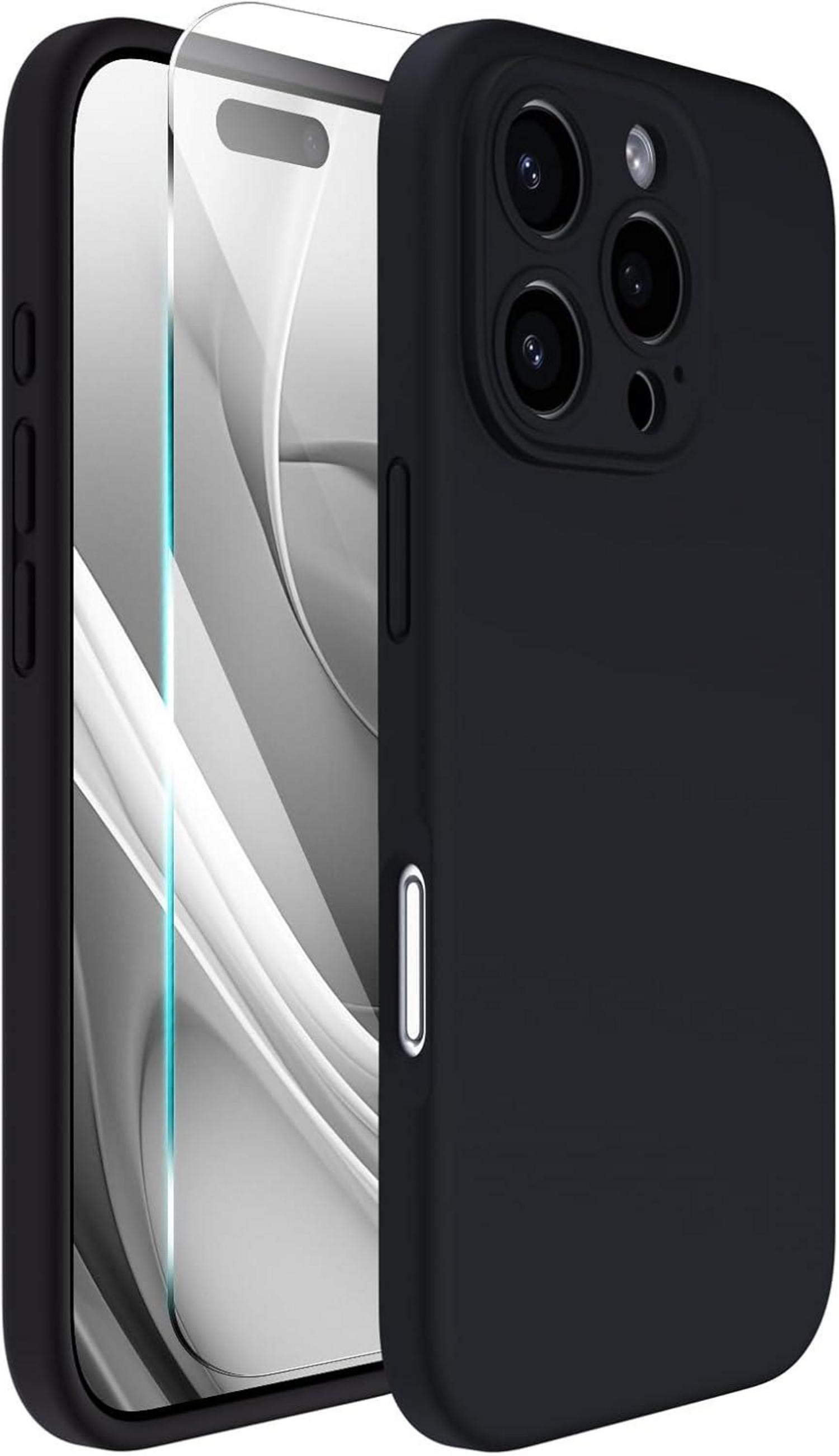 Hülle für iPhone 16 Pro - Flüssigsilikon, Kameraschutz, Schutzfolie