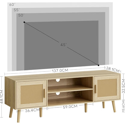 TV Schrank Weiß 137x38x48 cm Lowboard für 55 Zoll Fernseher