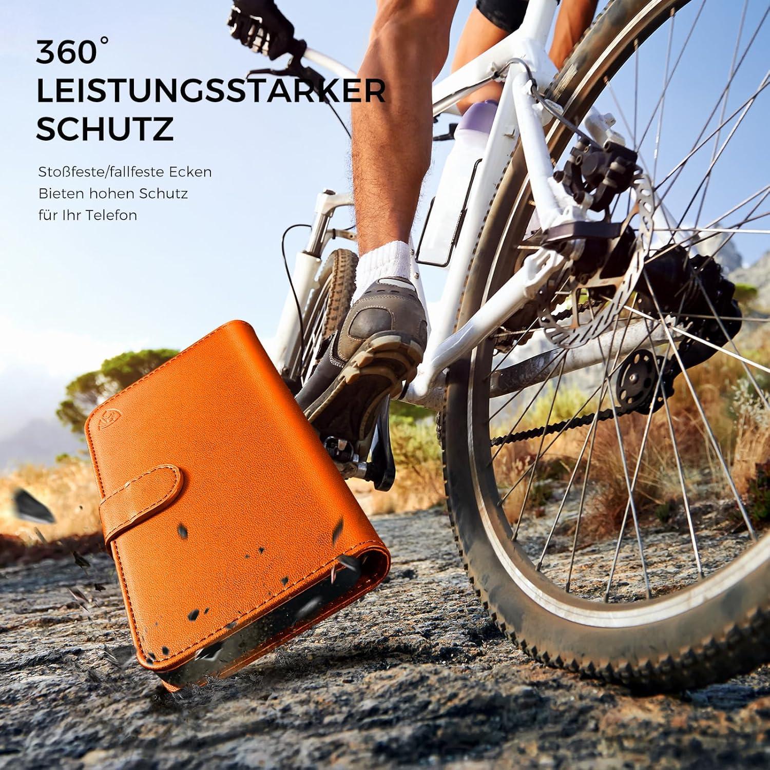 EASDNB Samsung Galaxy S24 Ultra Hülle Wallet Leder Orange