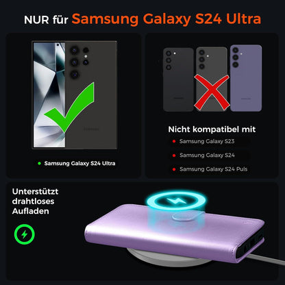 EASDNB Samsung Galaxy S24 Ultra Handyhülle Leder Wallet Flip Case Magnet