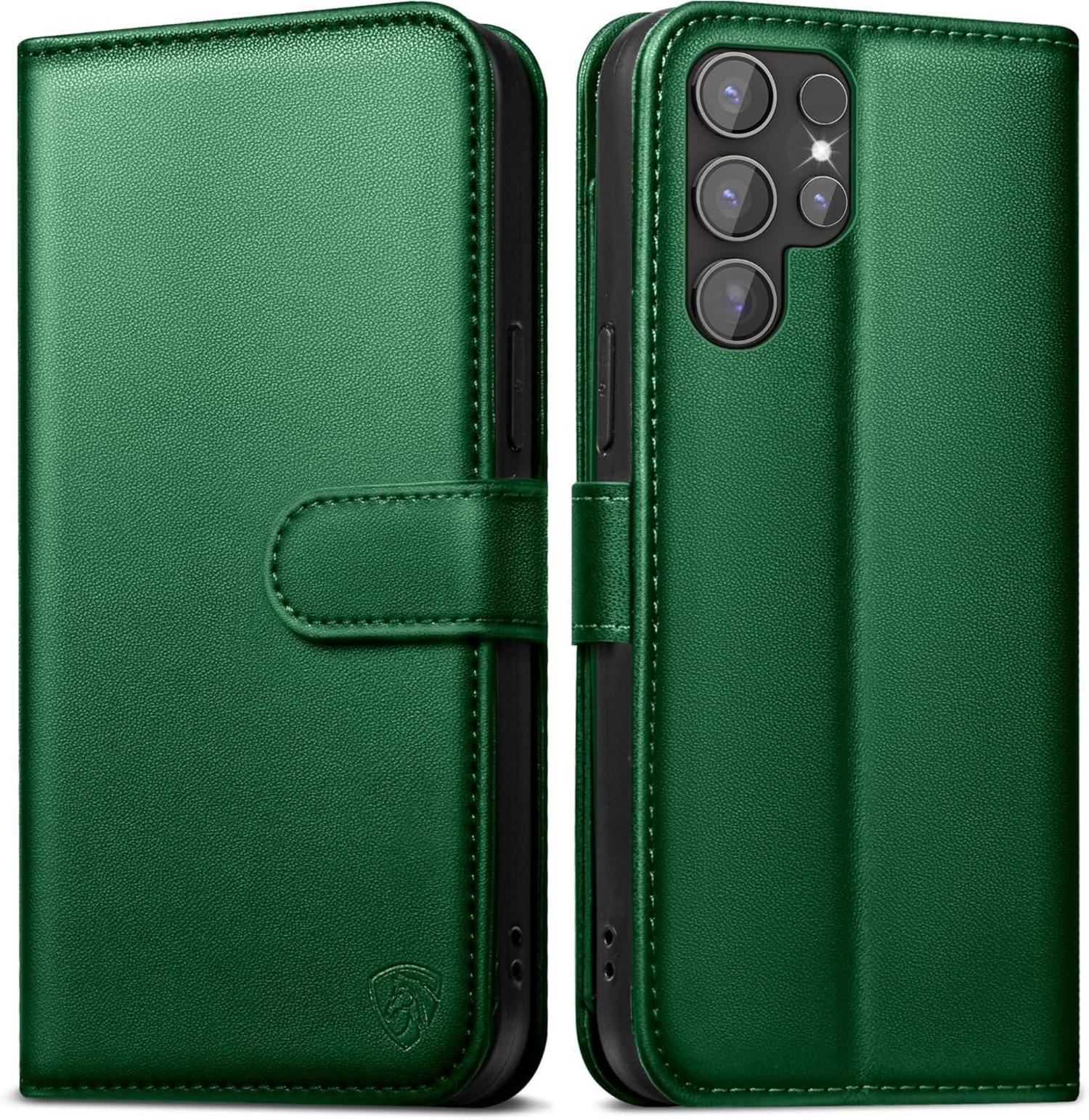 Samsung Galaxy S24 Ultra 5G Hülle Leder Wallet Flip Case KieferGrün
