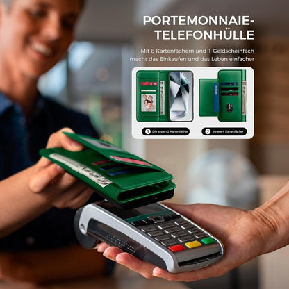 Handyhülle Samsung Galaxy S24 Ultra Leder Wallet KieferGrün