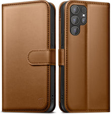 Samsung Galaxy S24 Ultra Handyhülle Echtes Leder Wallet Case Magnet