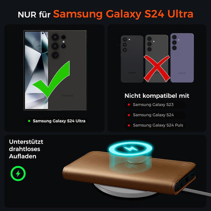EASDNB Samsung Galaxy S24 Ultra Hülle Wallet Leder Flip Case 5G Braun