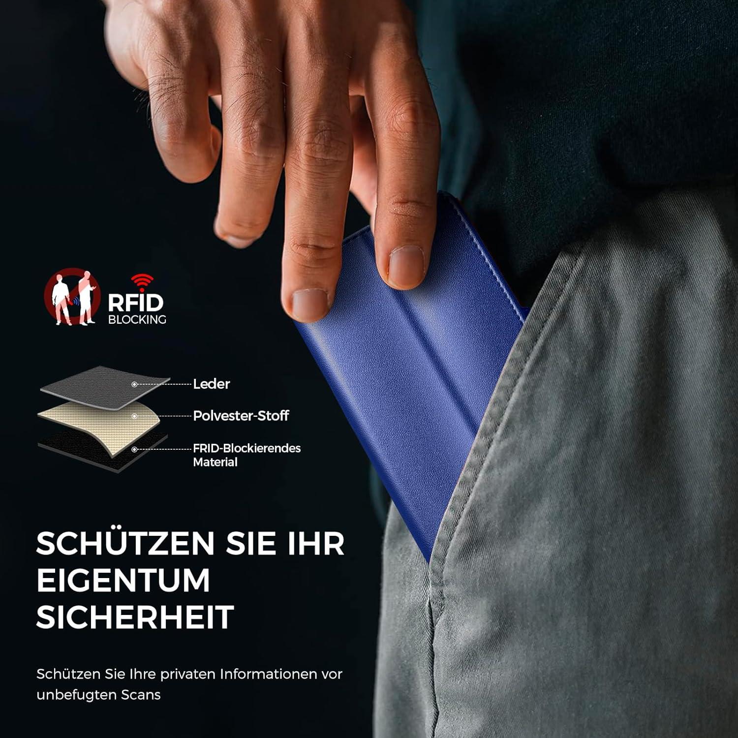 EASDNB Handyhülle für iPhone 13 mit Panzer Schutz Glas, Kartenfächer, RFID Blocker, Standfunktion in Königsblau