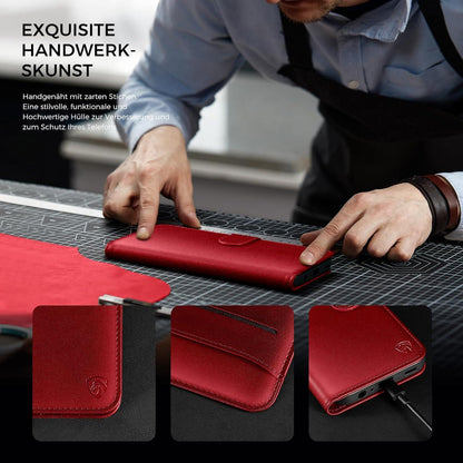 Samsung Galaxy S24 Ultra Hülle Wallet Leder Flip Case Rot