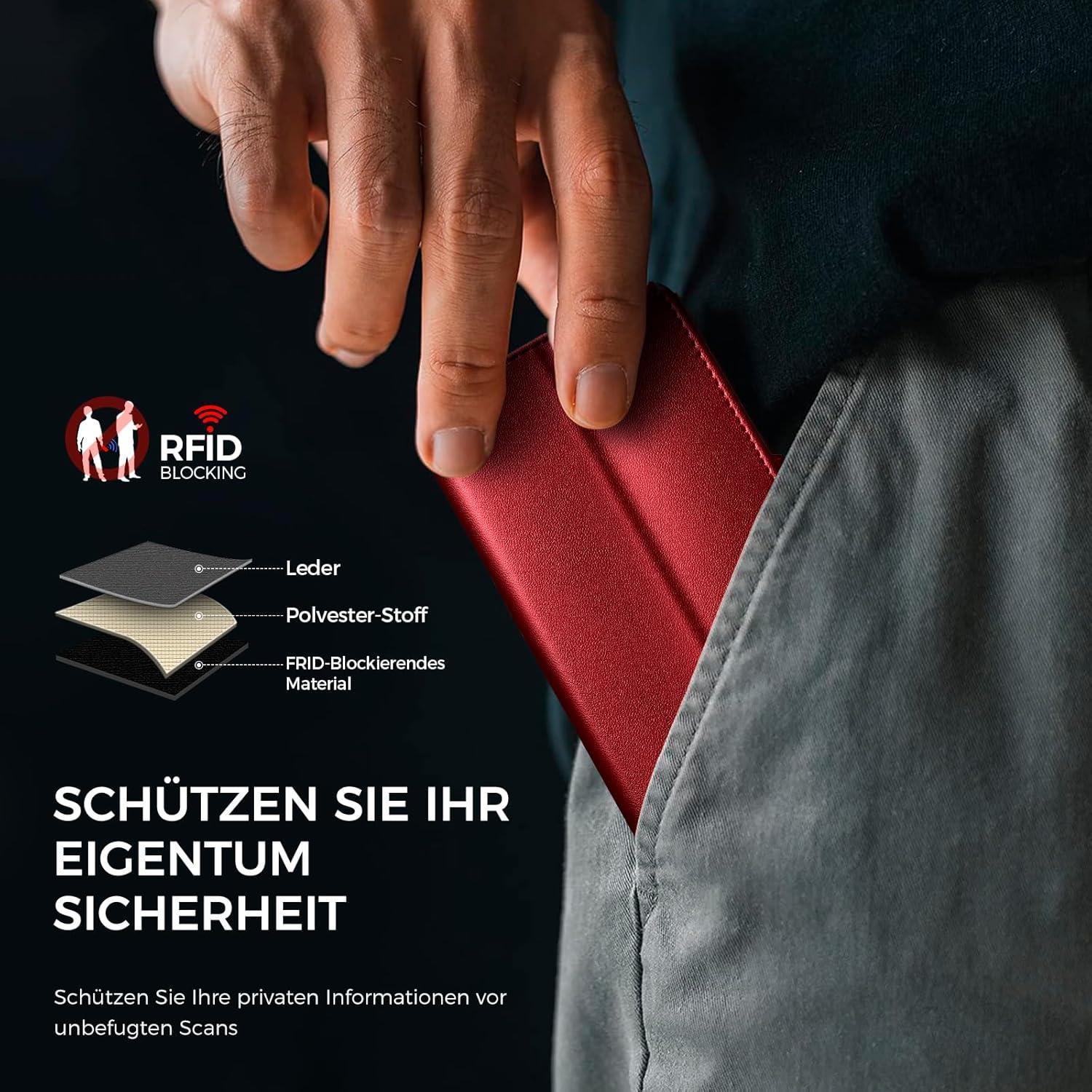 EASDNB iPhone 13 Klapphülle mit Panzer Glas Rot - RFID - Kartenfächer