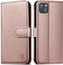 EASDNB iPhone 13 Klapphülle mit Panzer Glas RFID Roségold