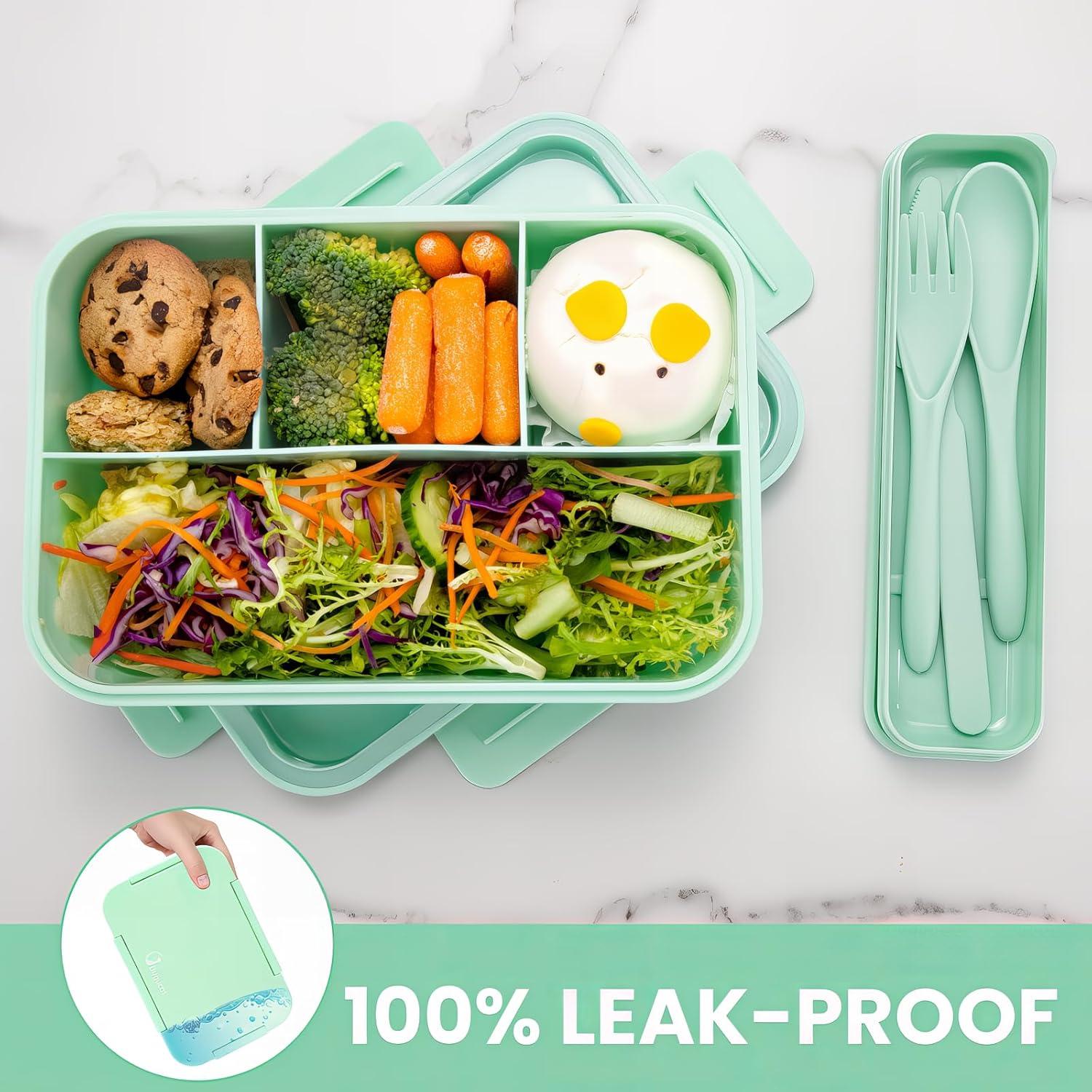 Bugucat Brotdose Lunchbox Kinder mit Fächern 1300ML Auslaufsicher Grün