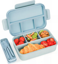 Große Lunchbox mit 4 Fächern Bento Box für Kinder Blau