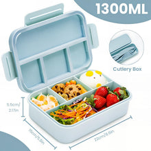 Bugucat Lunchbox Kinder mit Fächern 1300 ml Blau