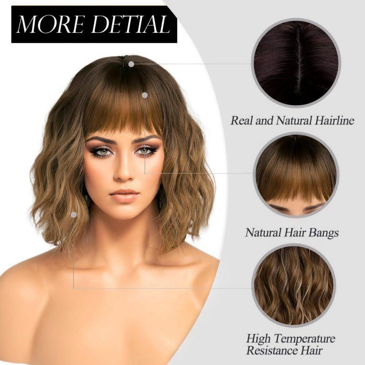 Braune Bob Perücke mit Pony – Synthetisches Haar Ombre Perücke