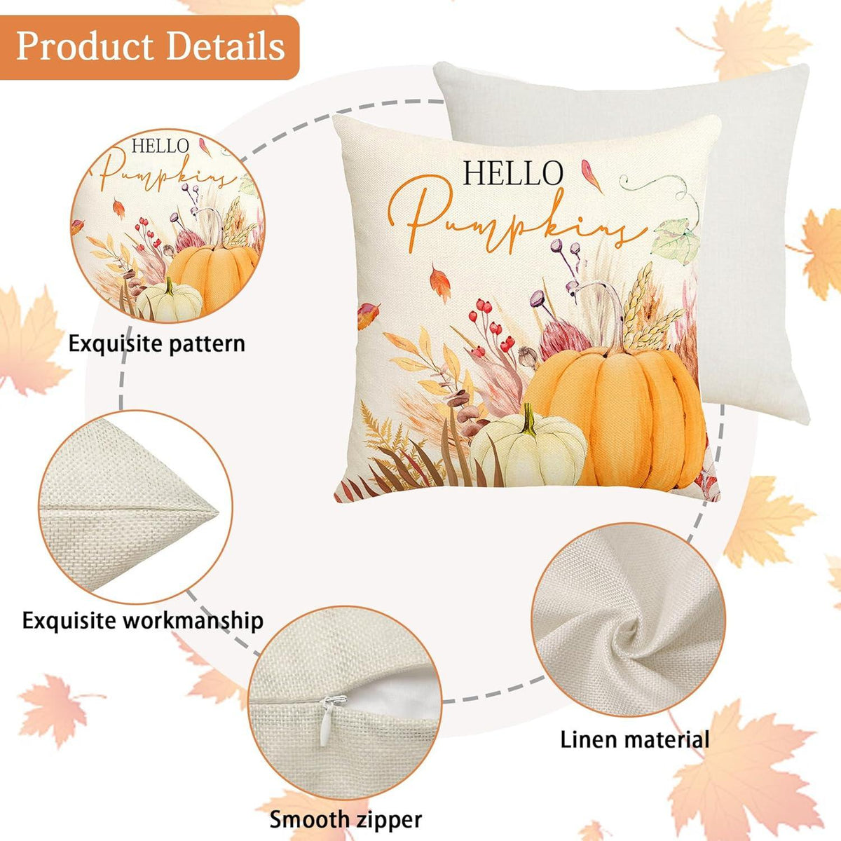 Thanksgiving Kissenbezüge 45x45cm 4er Set Baumwolle Leinen Sofa Bett