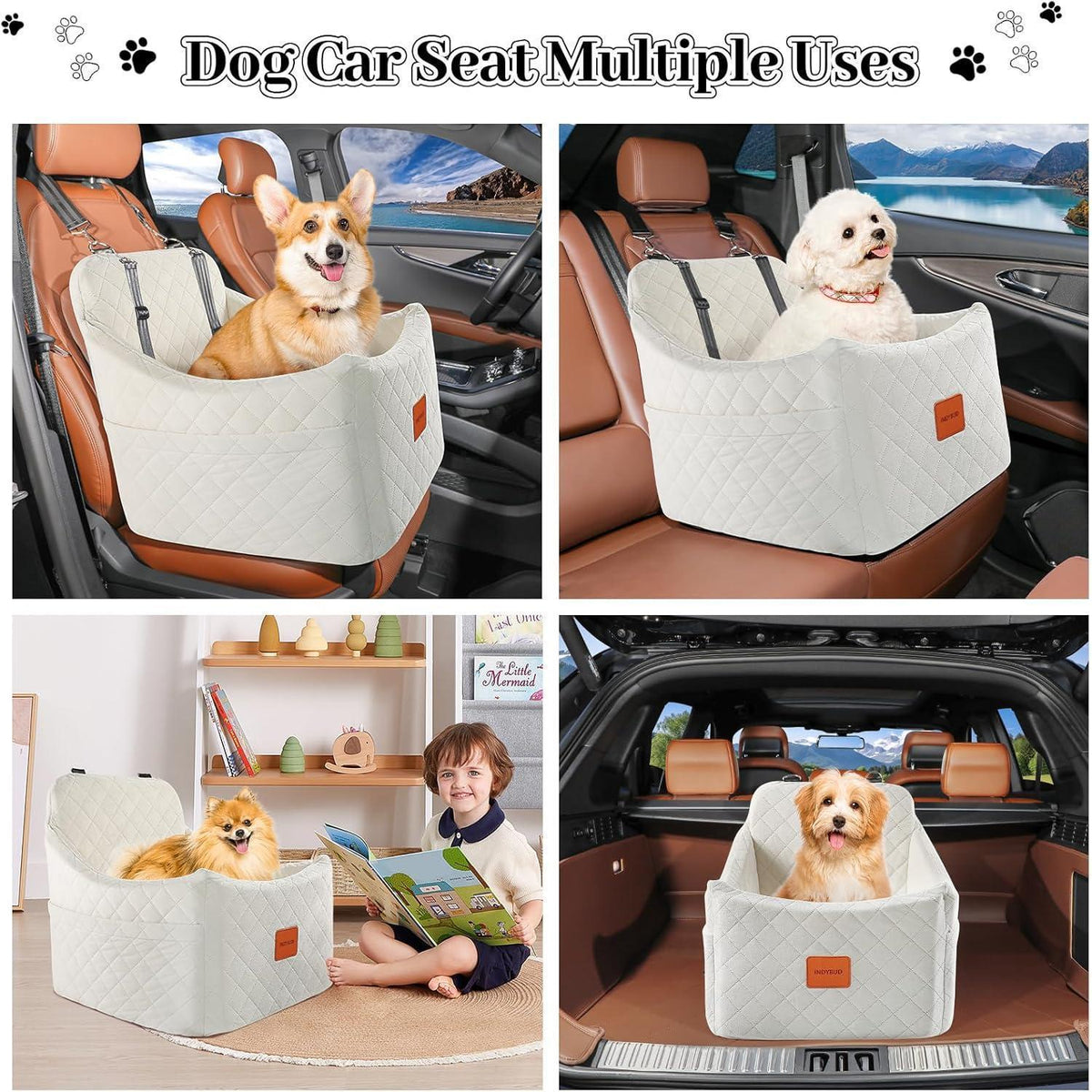 Hunde Autositz weiß mittel – Waschbar & Sicher