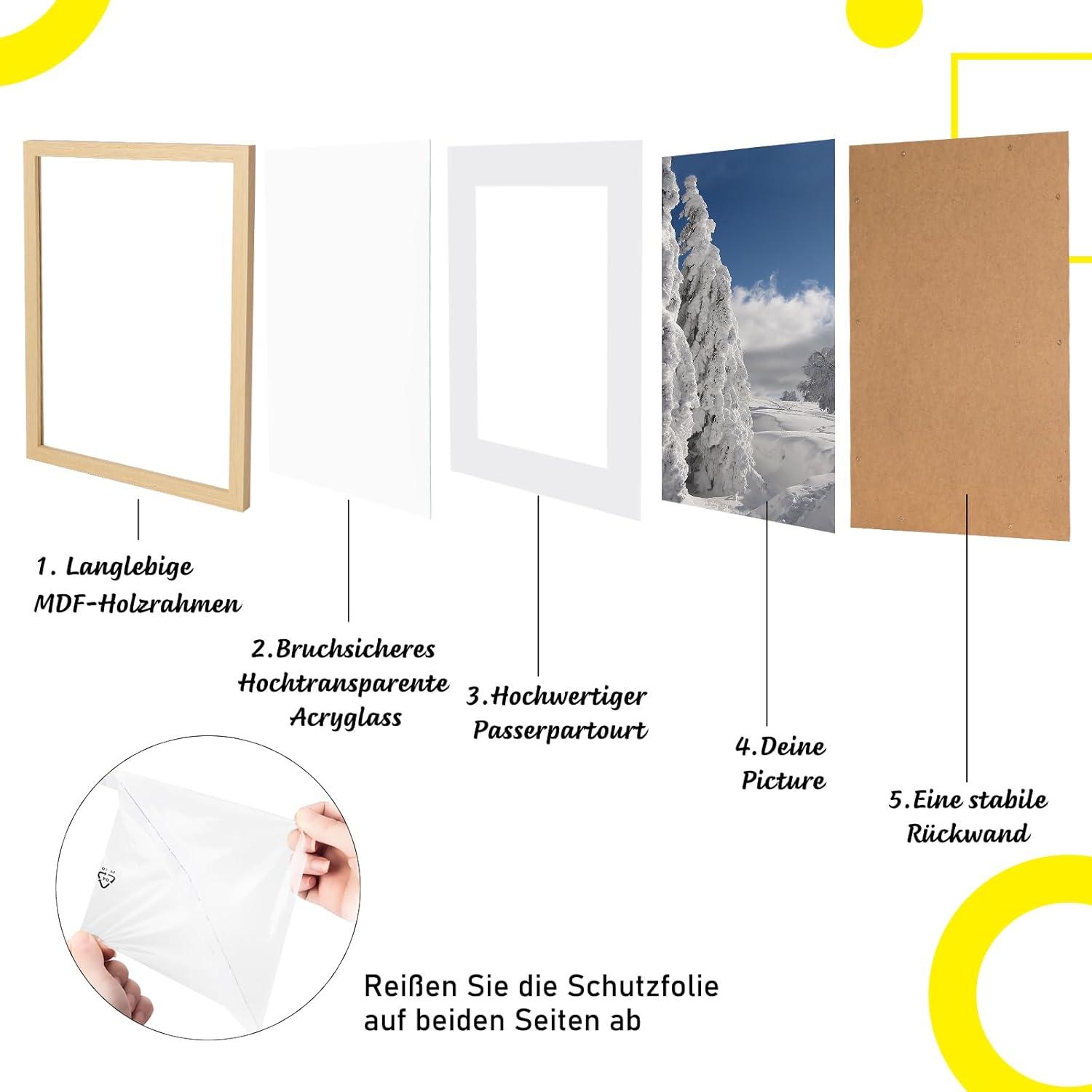 Deko-Bilderrahmen 3er Set 40x60cm MDF Acrylglas