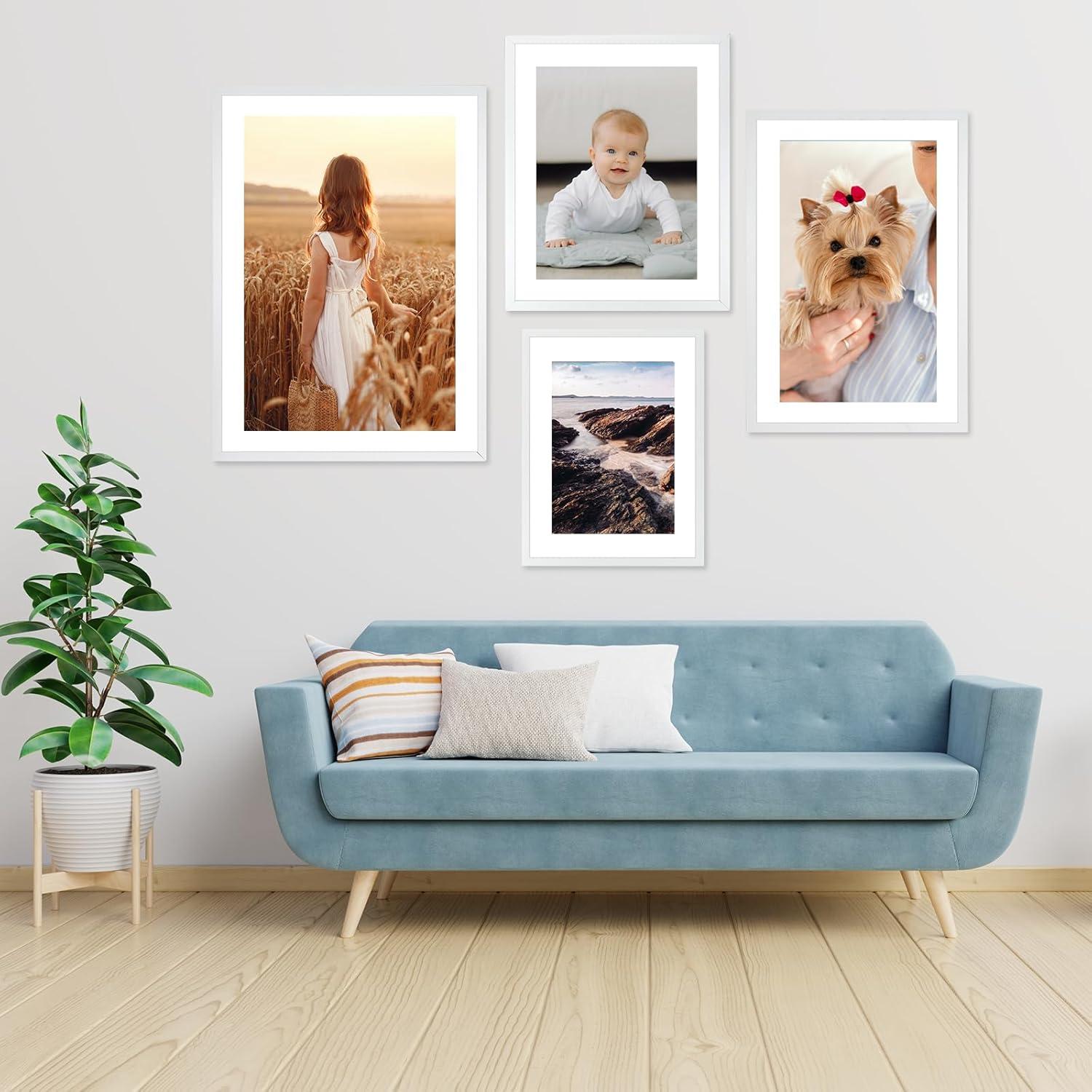 Kollyseek 3er-Set Bilderrahmen 40x50 cm Holzfarben MDF Acrylglas