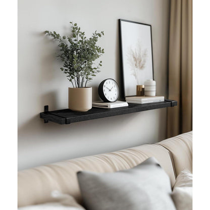 Wandregal Holz Schwarz 60cm 2er Set mit U-Halterung