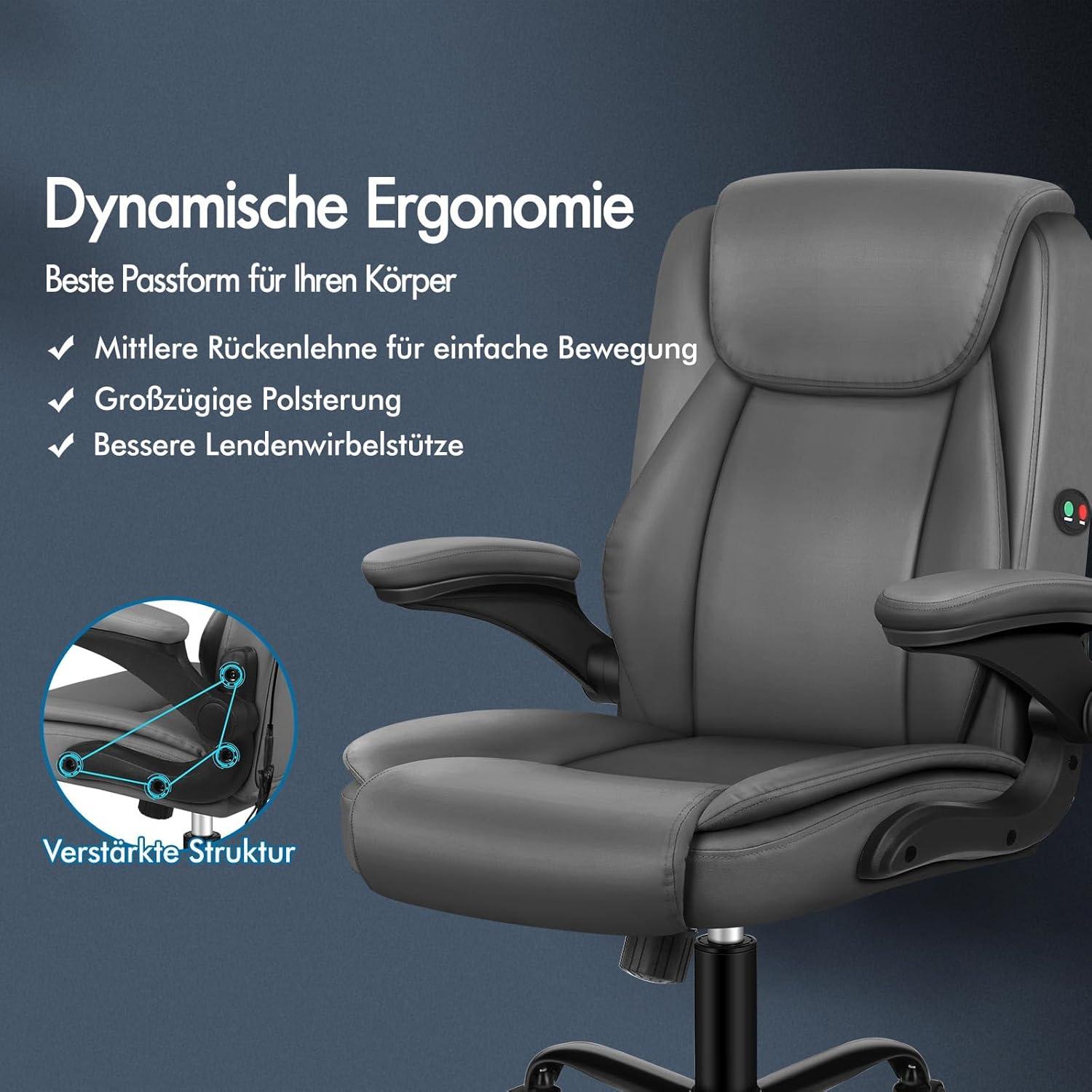 ALFORDSON Ergonomischer Gaming Massage Bürostuhl Mid Back Grau FENIX-Serie