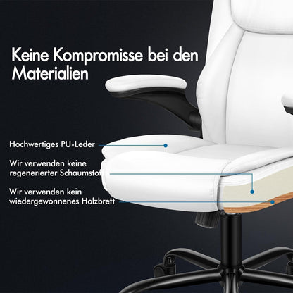 Ergonomischer Massagebürostuhl PU Weiß 150 kg-Verstellbare Rückenlehne