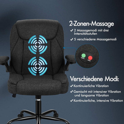 Ergonomischer Massage-Bürostuhl Leinen 150kg Belastbarkeit