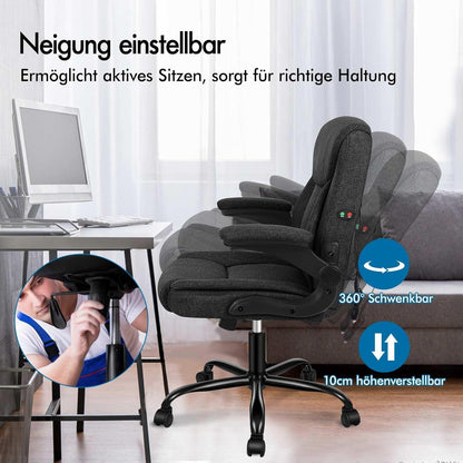 Ergonomischer Massage-Bürostuhl Leinen 150kg Belastbarkeit