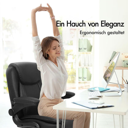 ALFORDSON Ergonomischer Massage Bürostuhl Schwarz PU-Leder