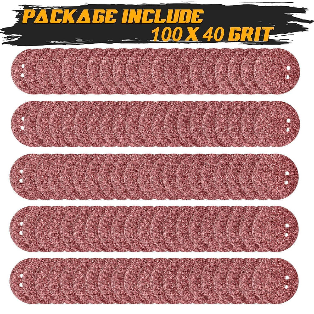 100x Schleifscheiben 125mm Klett 8 Loch 40er Körnung Exzenterschleifer
