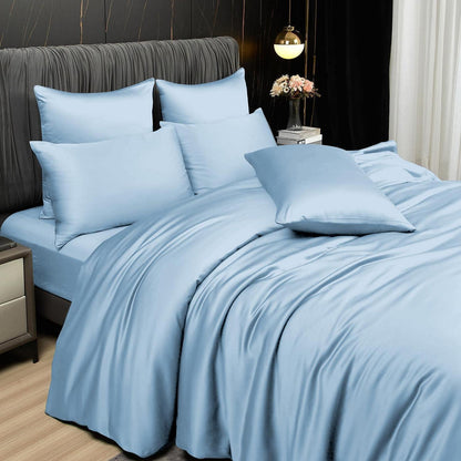 Bambus Bettwäsche Set 200x220 cm - Kühlend & Atmungsaktiv Himmelblau