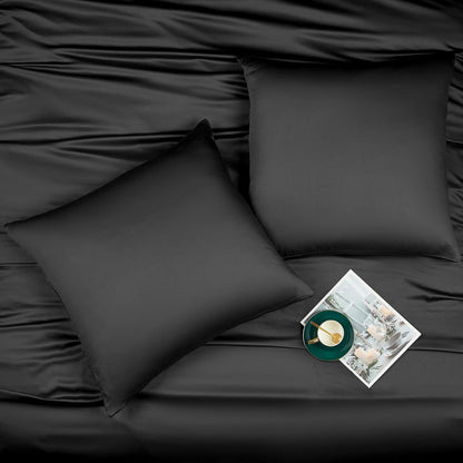 Bambus Bettwäsche Set 200x200 cm | Atmungsaktiv & Kühlend Schwarz
