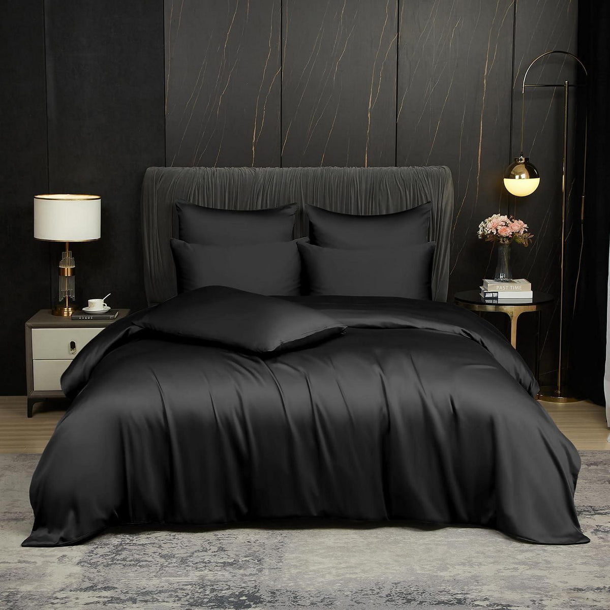 Bambus Bettwäsche Set 200x220 cm Schwarz – Kühlend & Atmungsaktiv