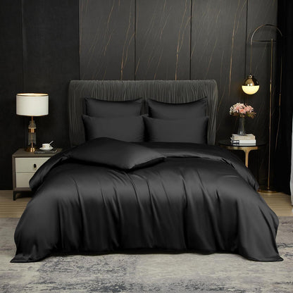 Bambus Bettwäsche Set 200x220 cm Schwarz – Kühlend & Atmungsaktiv