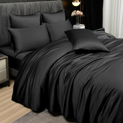 Bambus Bettwäsche Set 200x220 cm Schwarz – Kühlend & Atmungsaktiv