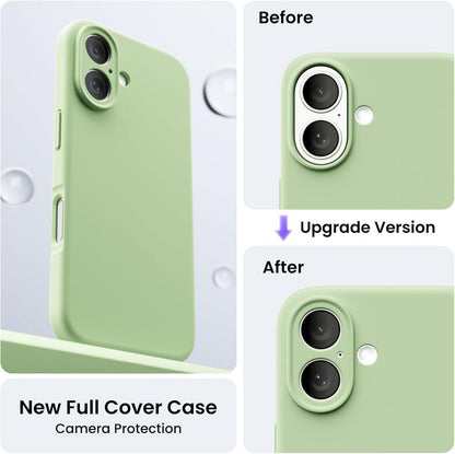 ORNARTO iPhone 16 Hülle Silikon Kameraschutz 2 Schutzfolien Hellgrün
