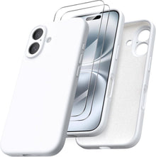 iPhone 16 Hülle mit Kameraschutz, 2 Schutzfolien, flüssiges Silikon
