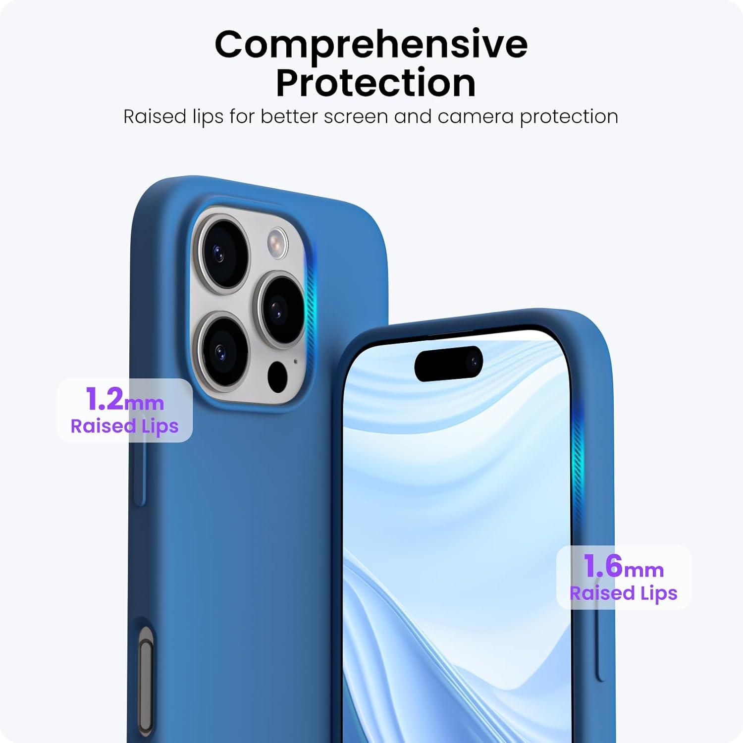 ORNARTO iPhone 16 Pro Hülle Silikon 6,3 Zoll Kratzfeste Schutzhülle Blau