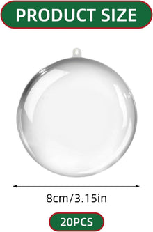 20 Stück Transparente Weihnachtskugeln Kunststoff 8CM