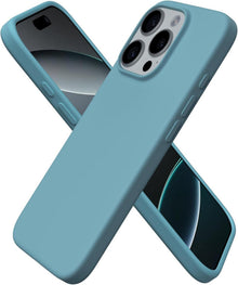 iPhone 16 Pro Hülle Silikon flüssiges Schutzcase Blaugrün