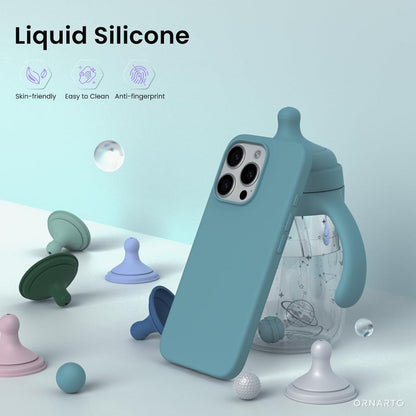 iPhone 16 Pro Hülle Silikon flüssiges Schutzcase Blaugrün