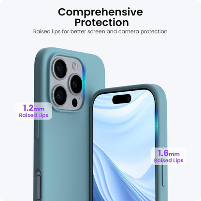 iPhone 16 Pro Hülle Silikon 6,3 Zoll Blaugrün flüssiges Silikon Schutzhülle