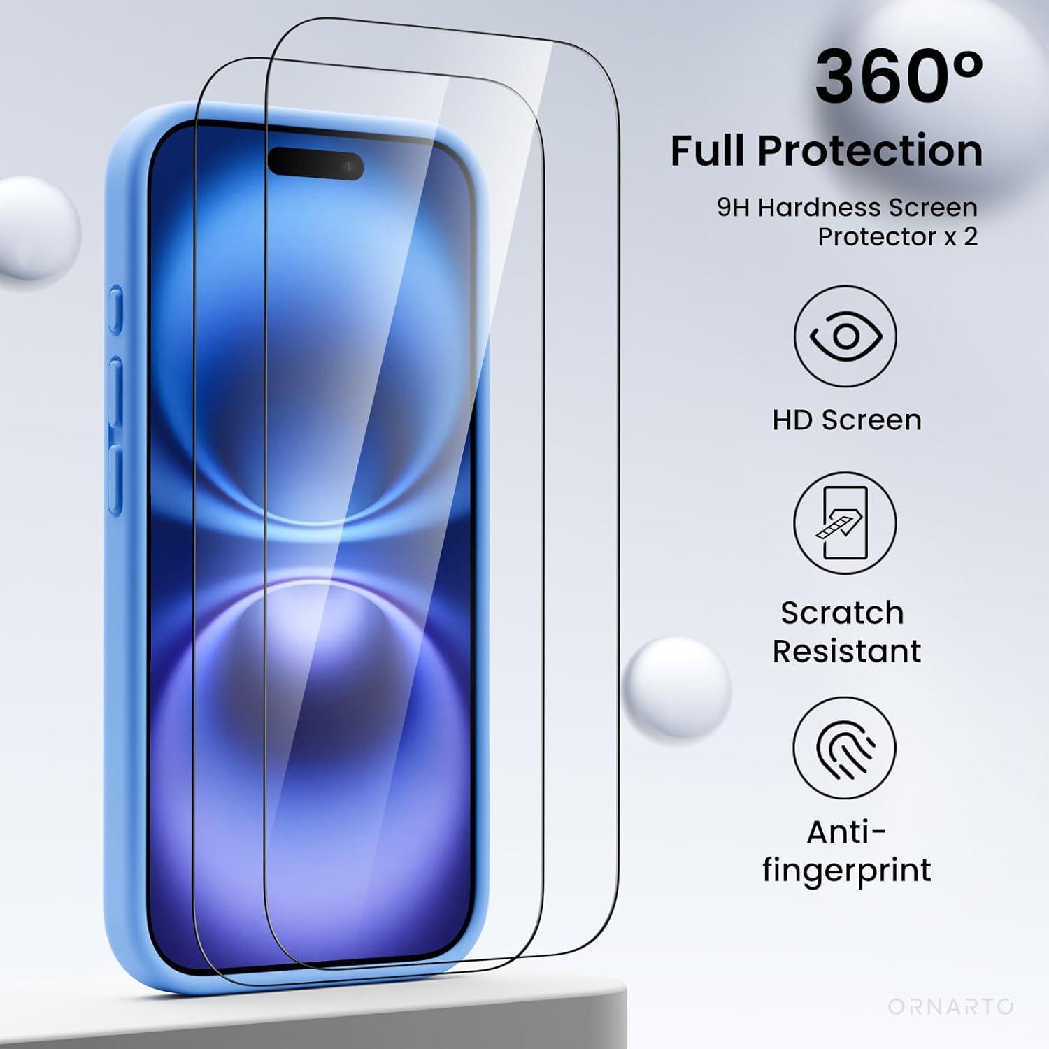 iPhone 16 Hülle flüssiges Silikon Kameraschutz Schutzfolien 6.1 Zoll