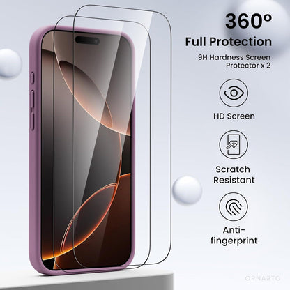 iPhone 16 Pro Max Hülle Kameraschutz & 2 Schutzfolien Silikon Lila