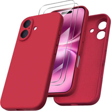 iPhone 16 Silikon Hülle Kameraschutz 2 Schutzfolien Rot