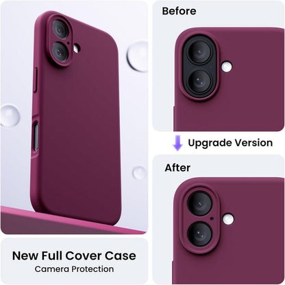 ORNARTO iPhone 16 Hülle Weinrot Silikon Schutzfolien 6.1 Zoll