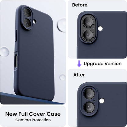 ORNARTO iPhone 16 Silikon Hülle Kameraschutz 2 Schutzfolien 6.1 Zoll - Mitternachtsblau